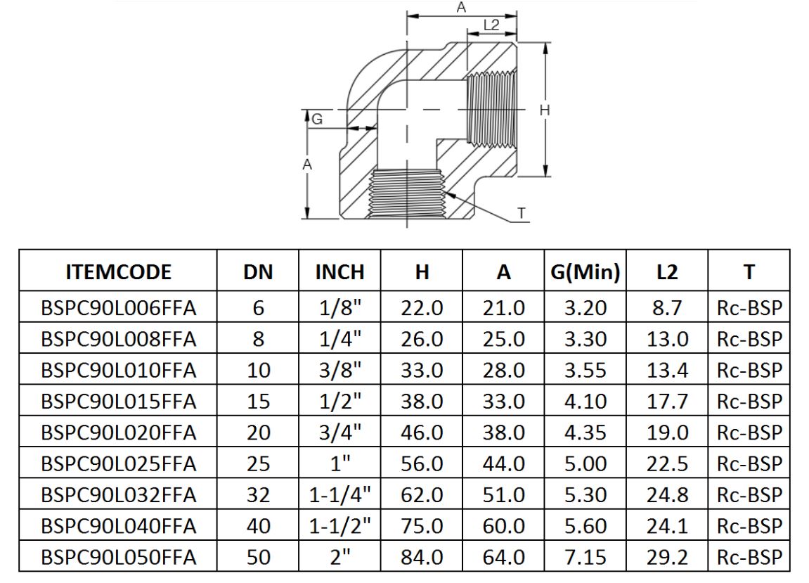 BSP Elbow 90 Degree CL3000 Prochem
